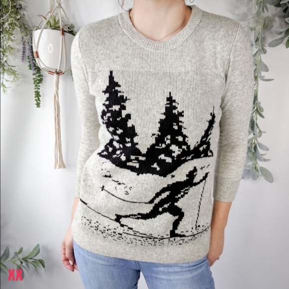 J. Crew Sweaters - J. CREW Intarsia Knit ski scene sweater grey 0238